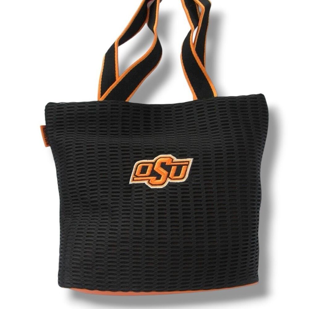 NWOT Alan Stuart Black Oklahoma State Cowbows Large Mesh Tote